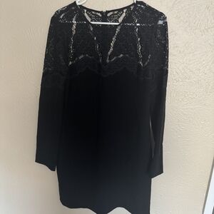 Diane Von Furstenberg Black Lace Long Sleeve Dress